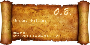 Orsós Belián névjegykártya